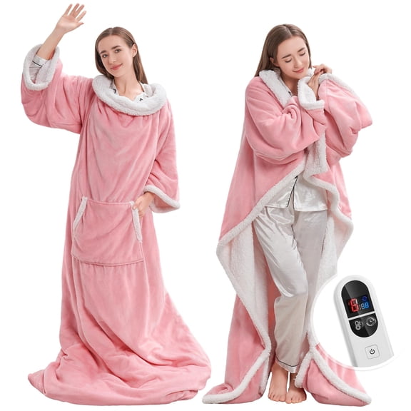 SHOUFTW Wearable Electric Heated Blanket with Sleeves, 10 Heat Levels ...