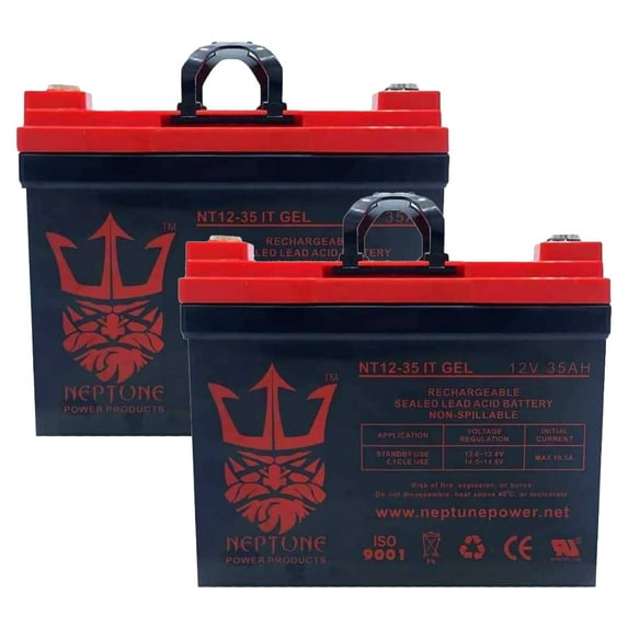Neptune 12V 35AH GEL Deep Cycle Battery for Scooter Pride Mobility Jazzy Select Electric Wheelchair - 2 Pack