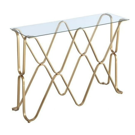 Neptune Console Table, Glass Top & Gold Frame - 42 x 12 x 30 in.