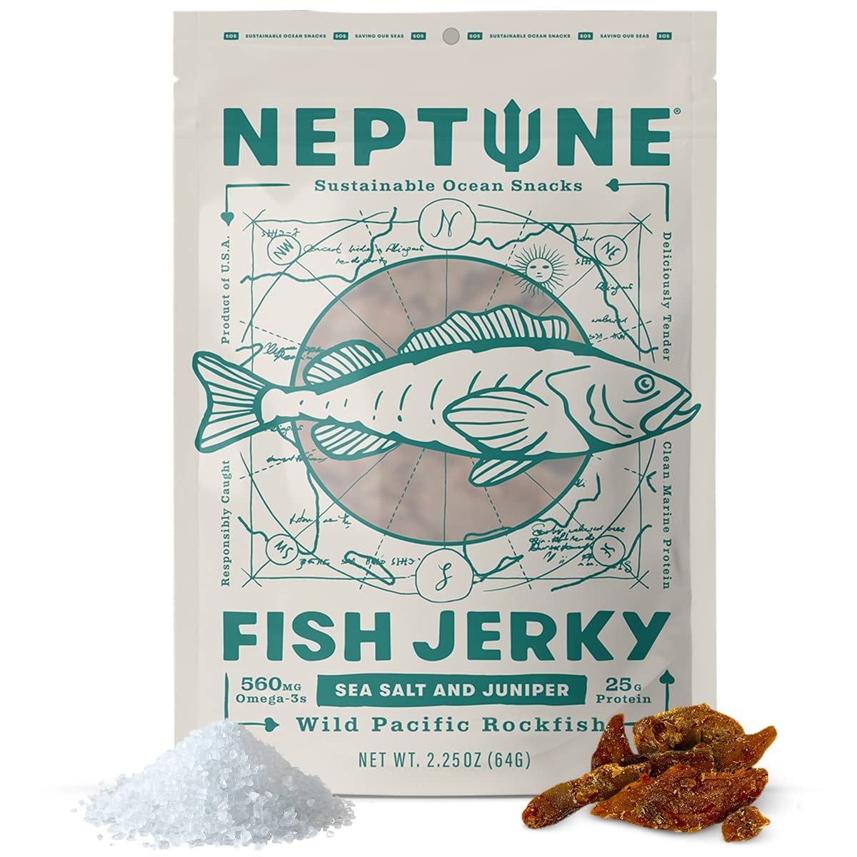 Neptune Fish Jerky MMF7 Smoked Sea Salt & Juniper Wild Caught