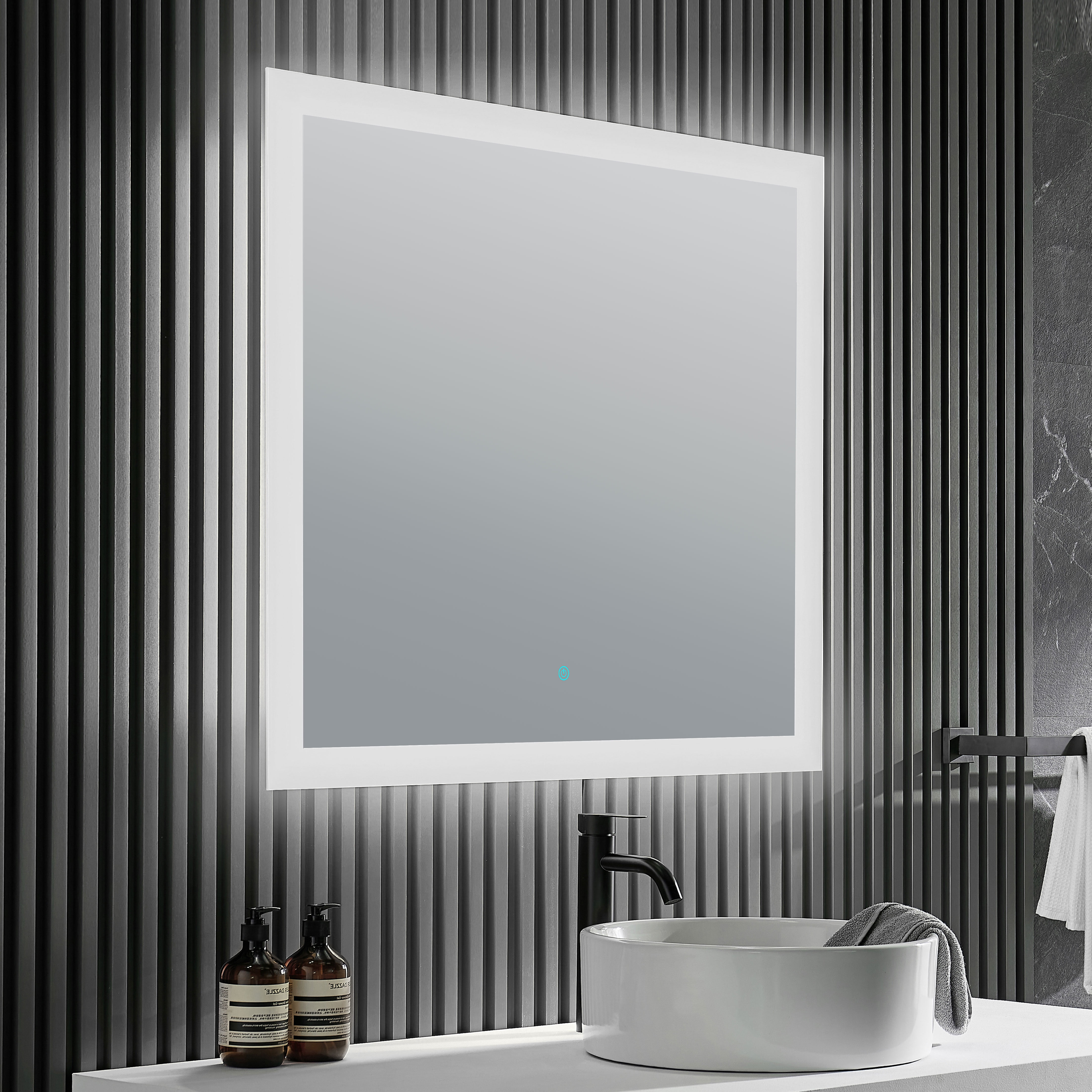 Neptune 39" x 32" Frameless LED Vanity Bathroom Mirror with Defogger