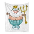 thumbnail image 1 of Neptune Soft Flannel Fleece Throw Blanket, Funny Nursery Cartoon Underwater King Character with Angry Face Holds a Trident, Cozy Plush for Indoor and Outdoor Use, 50" x 70", Multicolor, by Ambesonne, 1 of 5