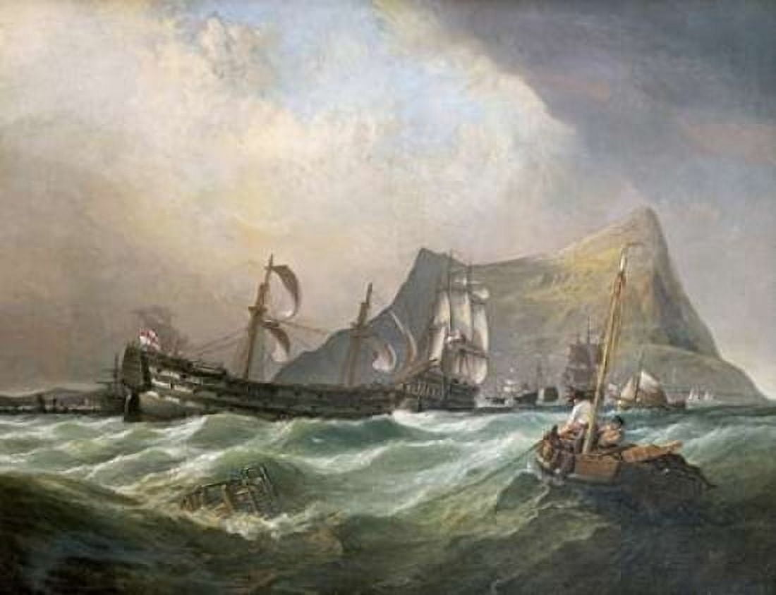 Neptune Towing The Victory Into Gibraltar Harbour After The Battle of Trafalgar Canvas Art - Clarkson Stanfield (22 x 28)