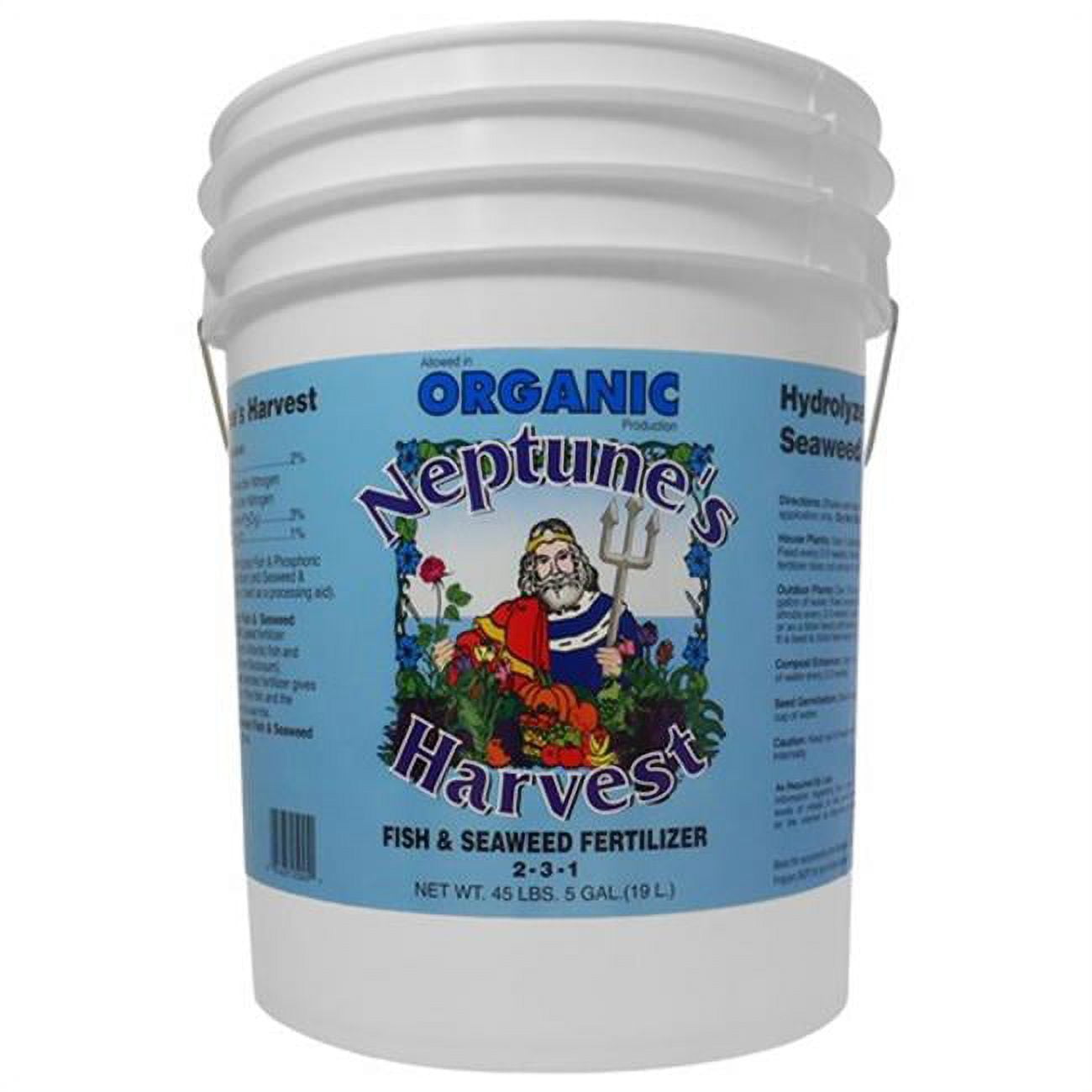 Neptunes Harvest 5 Gallon Blue Label Pail Fish Seaweed Blend Fertilizer