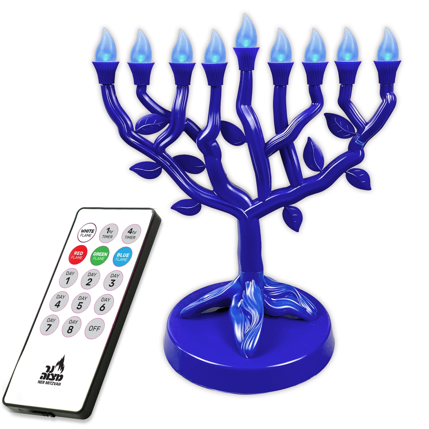 Ner Mitzvah, 12.5" LED Electric Hannukkah Menorah Tree Of Life