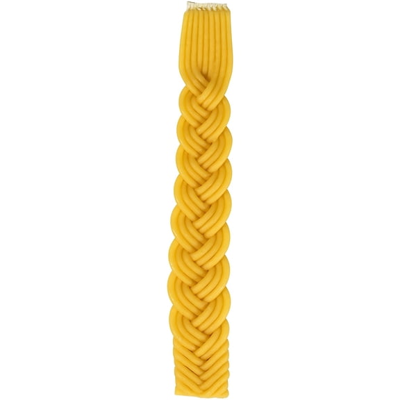 Ner Mitzvah, 13" Pure Beeswax Braided Havdalah Candle - Yellow