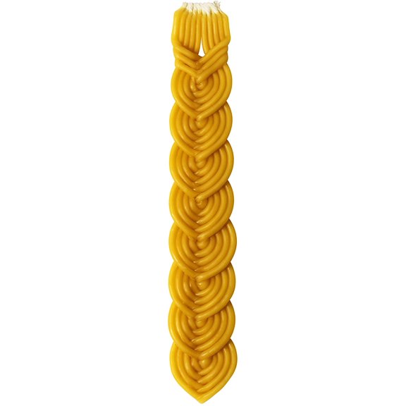 Ner Mitzvah, 13" Pure Beeswax Braided Havdalah Candle - Yellow