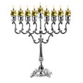 thumbnail image 1 of Ner Mitzvah, 14" High, Silver Plated Hannukah Oil Cups And Large Candles Menorah - Olive Branches Style, 1 of 4