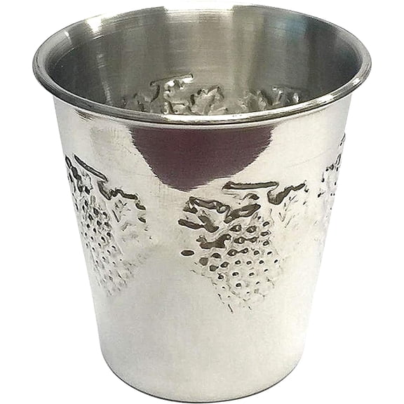 Ner Mitzvah, 3.32 Oz Stainless Steel Kiddush Cup - Judaica Gift