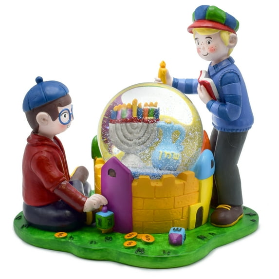 Ner Mitzvah, 6" Hannukkah Decorations Snow Globe - Chanukah Gift Version