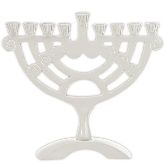 Ner Mitzvah, 6" Standard Size, Colored Rounded Hannukah Candle Menorah - White Color
