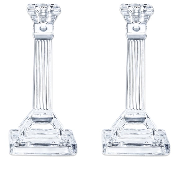 Ner Mitzvah, 8" Crystal Glass Candle Stick - Modern (2 Pack)