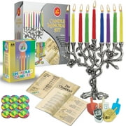 Ner Mitzvah, 8" Menorah Kit, Menorah - Candles - Dreidels - Play Coins - Hannukah Guide - (Complete Chanukah Set) Tree Of Life