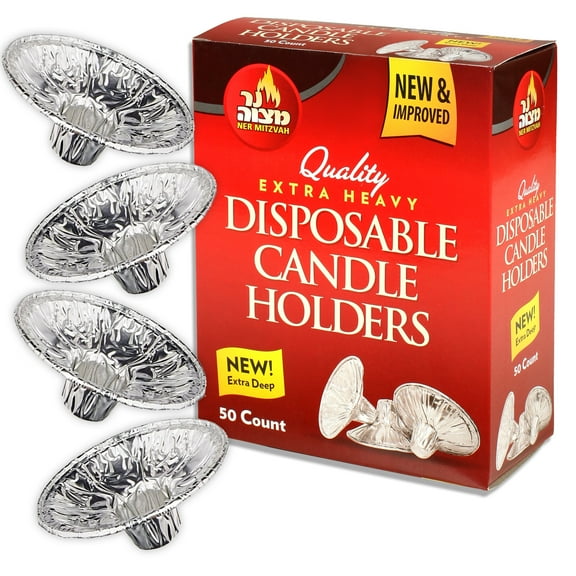 Ner Mitzvah Heavy Duty Aluminum Foil Candle Holder Set of 50