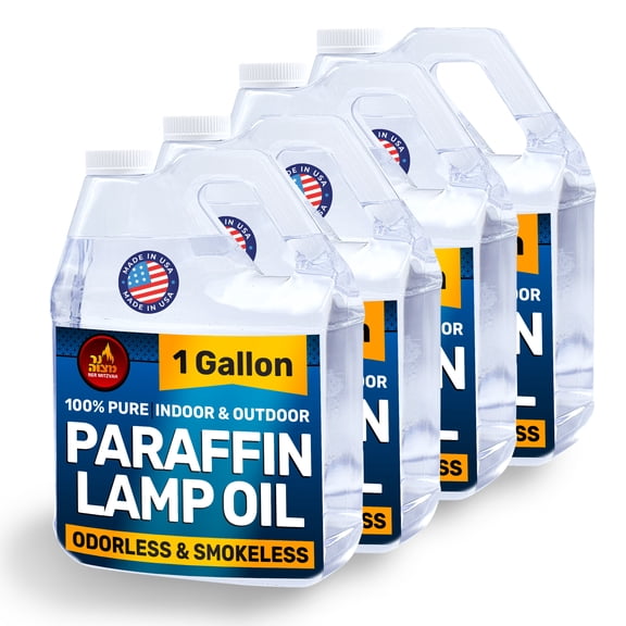 Ner Mitzvah Liquid Paraffin Lamp Oil - Odorless Clean Burn, Smokeless Tiki Torch Fuel, Clear, 1 Gallon (4 Quart), 4-Pack