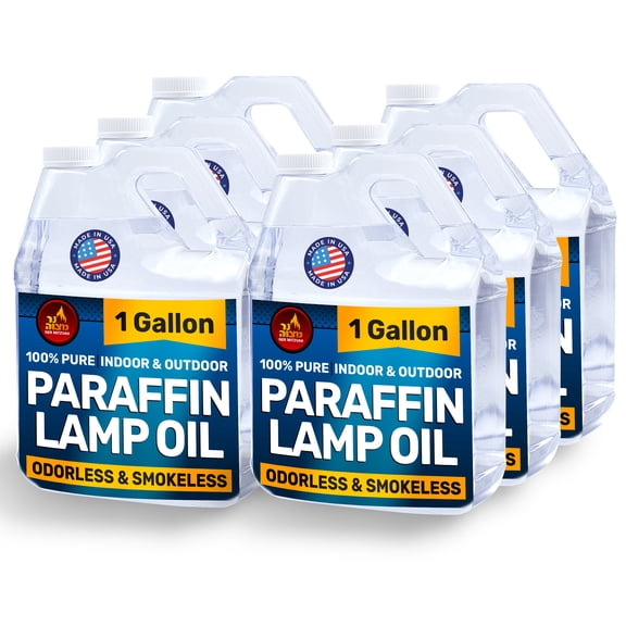Ner Mitzvah Liquid Paraffin Lamp Oil - Odorless Clean Burn, Smokeless Tiki Torch Fuel, Clear, 1 Gallon (4 Quart), 6-Pack