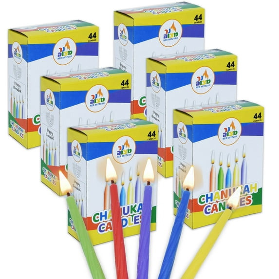Ner Mitzvah, Multicolor Hannukkah Menorah Candles - Standard Size (264 Count)