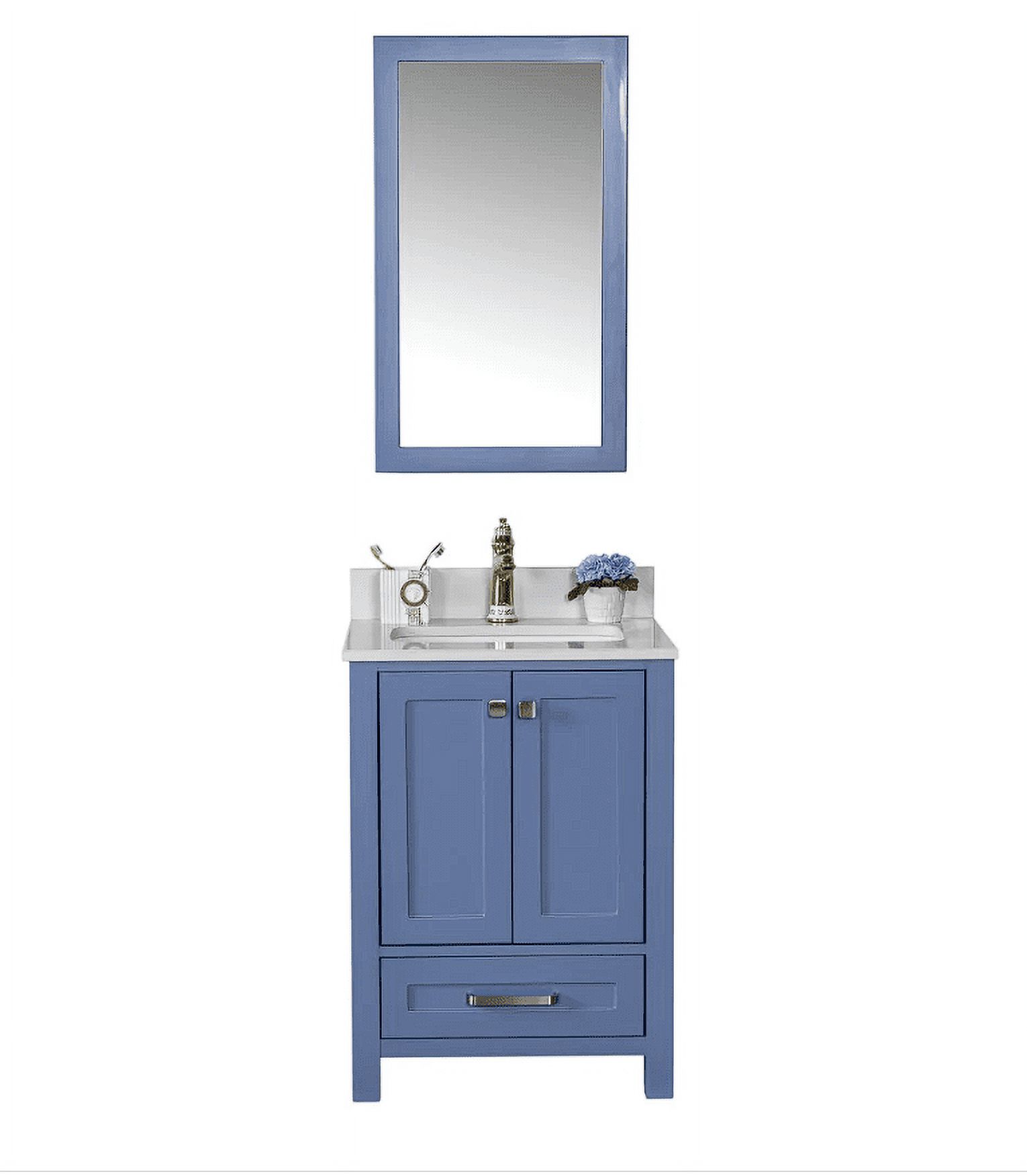 Nera Collection 24'' Blue Bathroom Vanity with Quartz Countertop and Sink