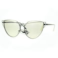 thumbnail image 1 of Nerd Cat Eye Metal Rim Light Color Lens Retro Sunglasses Silver, 1 of 4