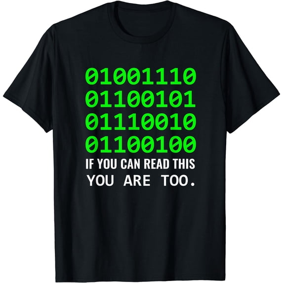 Nerd Computer Binary Code for Developer Geeks & Admins T-Shirt ...