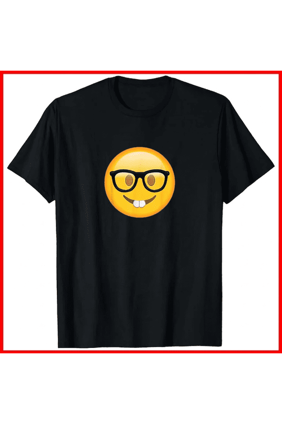 Nerd Glasses Buckteeth Emoticon Funny Hilarious Nerdy Geek Face Unisex T-Shirt, up to size 5XL