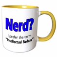 thumbnail image 1 of 3drose, Nerd. Intellectual Badass. Blue., 15oz Two-tone Yellow Mug, 1 of 6