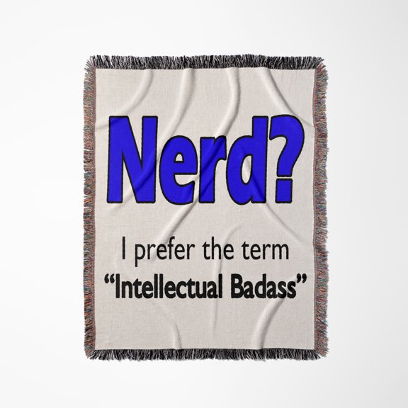 Nerd. Intellectual Badass. Blue., Woven Blanket