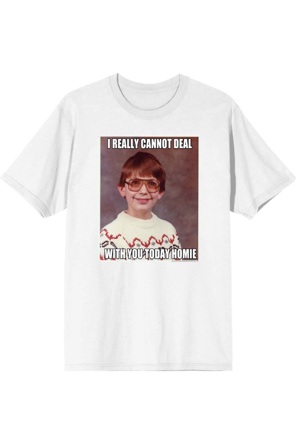 Nerd Meme I Cannot Deal Today Homie Men's Red Crew Neck Short Sleeve Tee-Large