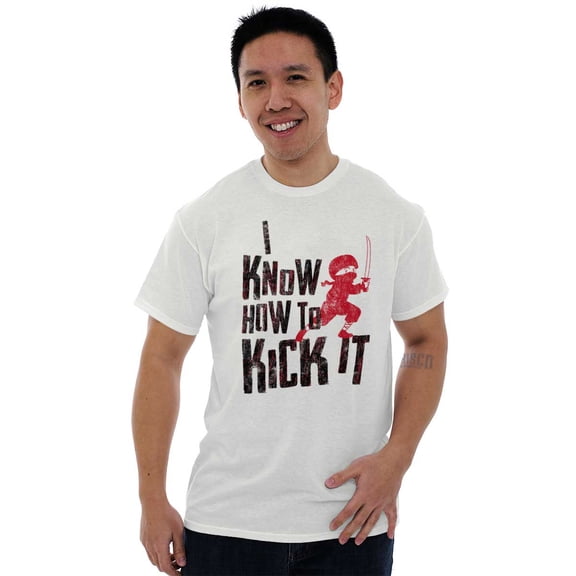 Kick It Ninja Pun Chill Nerd Geek Men's Graphic T Shirt Tees Brisco Brands L