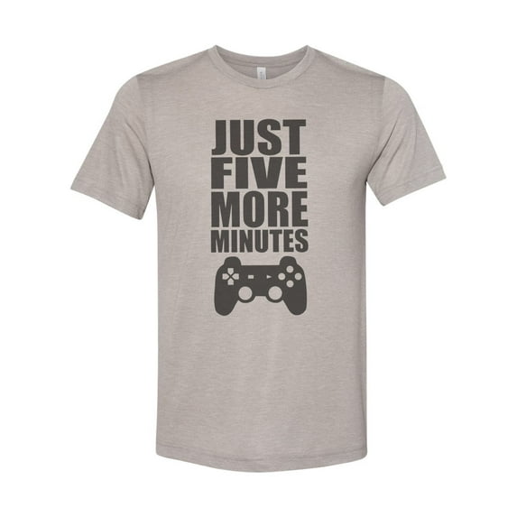 "Nerd Shirt, Just Five More Minutes, Gamer Shirt, Sublimation T, Unisex, Gaming Tee, Gift For Gamer, Soft Bella Tee, Gift For Him, Dad Shirt, Heather Stone, LARGE"