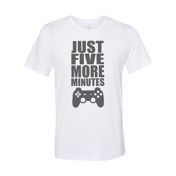 "Nerd Shirt, Just Five More Minutes, Gamer Shirt, Sublimation T, Unisex, Gaming Tee, Gift For Gamer, Soft Bella Tee, Gift For Him, Dad Shirt, White, MEDIUM"