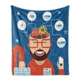 thumbnail image 1 of Nerd Soft Flannel Fleece Throw Blanket, Happy Web Developer with His Brain Open Coding Computers Concept Geek, Cozy Plush for Indoor and Outdoor Use, 60" x 80", Sea Blue and Multicolor, by Ambesonne, 1 of 5