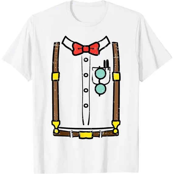 Nerd Suspenders Bowtie Costume Funny Halloween Men Boys Kids T-Shirt