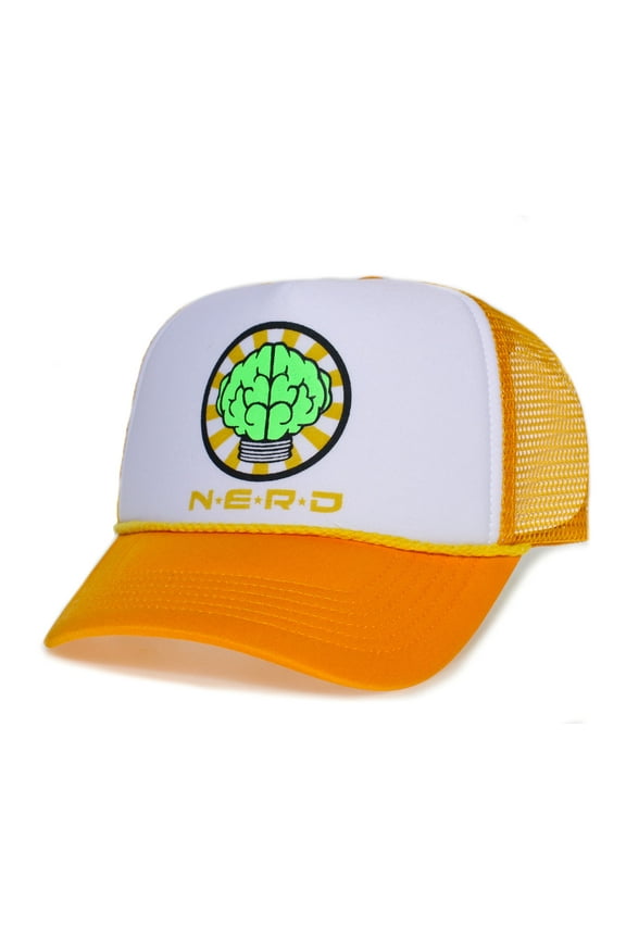 Nerd Trucker Hat Neptunes N*E*R*D N.E.R.D. Cap Adult One-Size Multi (Gold/White/Gold)