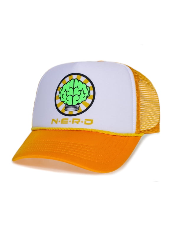 Nerd Trucker Hat Neptunes N*E*R*D N.E.R.D. Cap Adult One-Size Multi (Gold/White/Gold)