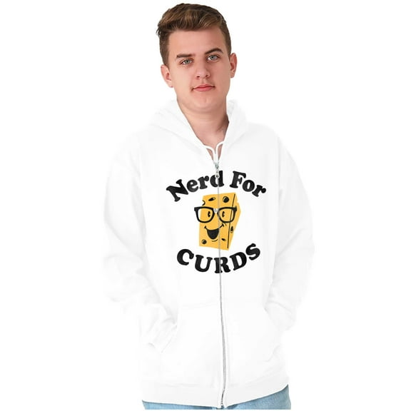 Nerd for Curds Wisconsin Cheese Lover Zip Up Hoodie Men's Women's Brisco Brands L