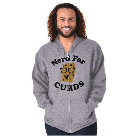 Nerd for Curds Wisconsin Cheese Lover Zip Up Hoodie Men's Women's Brisco Brands X