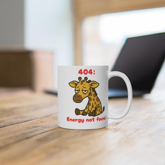 Nerd mug with saying, energy mug giraffe, IT humor mug, funny programmers, mug 0 energy, mug tired people,.jpg