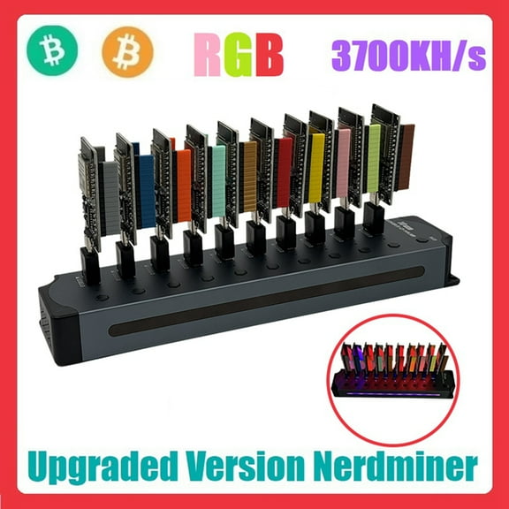 NerdMiner Hub 3700KH/S Solo Lottery Miner 10X370KH/S Miner Combo Kit Bitcoin BTC Miner Asic Crypto Mining Station