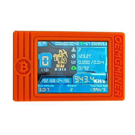 NerdMiner V2 MAX Solo Bitcoin Miner – 930KH/s Hash Rate, 1.5W Power, 3.125 BTC Win3, Compact 2.4G WiFi & Wired Connection, High-Efficiency Cryptocurrency Miner for Bitcoin Enthusiasts(ORANGE)