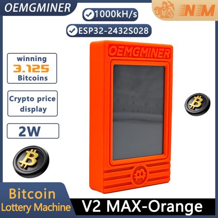NerdMiner V2 MAX Solo Bitcoin Miner – 930KH/s Hash Rate, 1.5W Power, 3.125 BTC Win3, Compact 2.4G WiFi & Wired Connection, High-Efficiency Cryptocurrency Miner for Bitcoin Enthusiasts