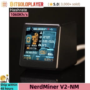 NerdMiner V2-NM 1060Kh/s BTC Solo Lottery Miner Open Source Bitcoin Mining Crypto Lottery Machine Silent Desktop Clock Gift, Black