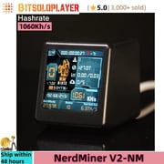 NerdMiner V2-NM 1060Kh/s BTC Solo Lottery Miner Open Source Bitcoin Mining Crypto Lottery Machine Silent Desktop Clock Gift, Black