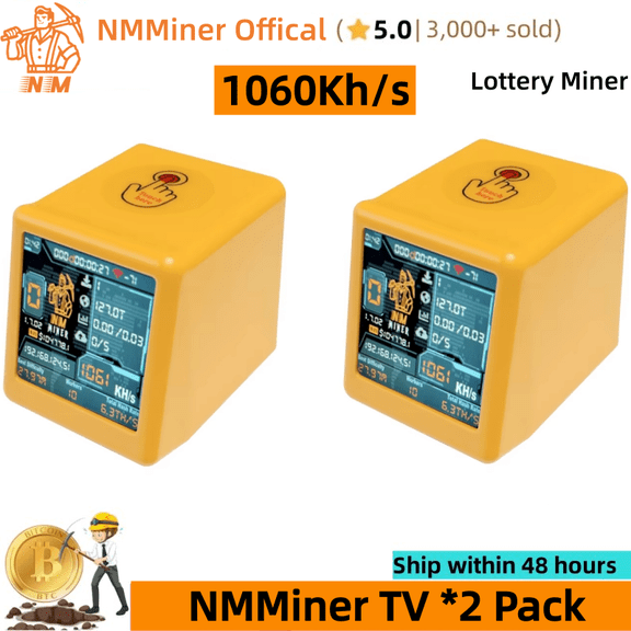 NerdMiner V2 NMMiner NM-TV 1060Kh/s BTC Solo Lottery Miner Open Source Bitcoin Mining Crypto Lottery Machine Silent Mini BTC Lotto Miner Clock Gift (2 Pack)