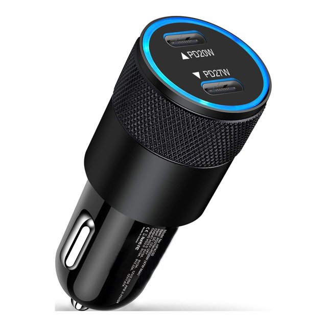 Nerdi Dual Type C Port Car Charger, 47W Fast Car Charger PD for iPhone