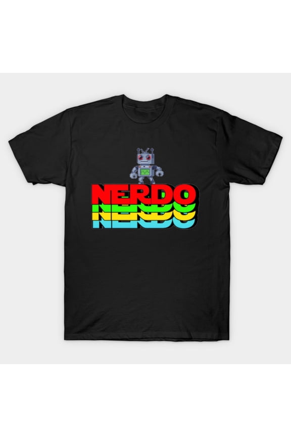 Nerdo Quirky Geek Intellectual Computer Science Nerd Icon Text Unisex T-Shirt, up to size 3XL.