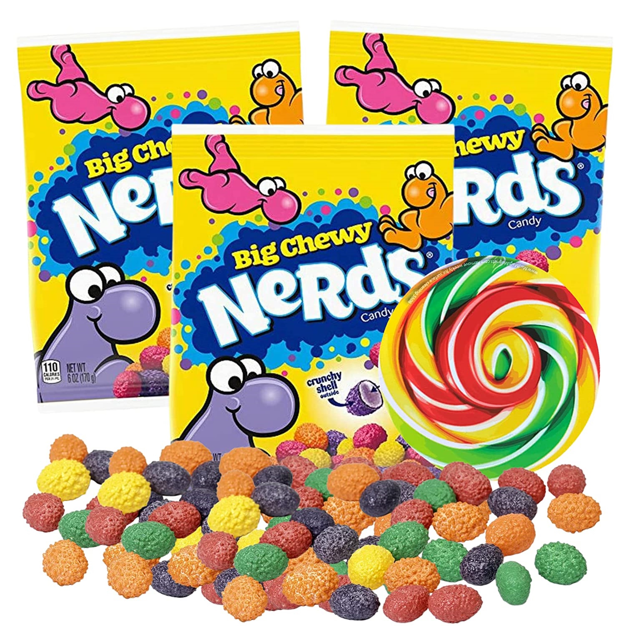 Nerds Big Chewy Gummy Candies, Hard Candy Shell with Soft Center, Assorted Fruit Flavors, Candy Magnet Included, Pack of 3, 6 Ounces Each - image 1 of 7