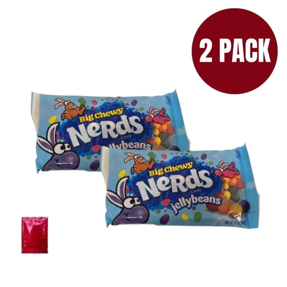 Nerds Big Chewy Jelly Beans Candy, 12 oz Bag (Pack of 2) Crunchy Shell with Soft Chewy Center, Assorted Fruit Flavors, Perfect Easter & Party Snack