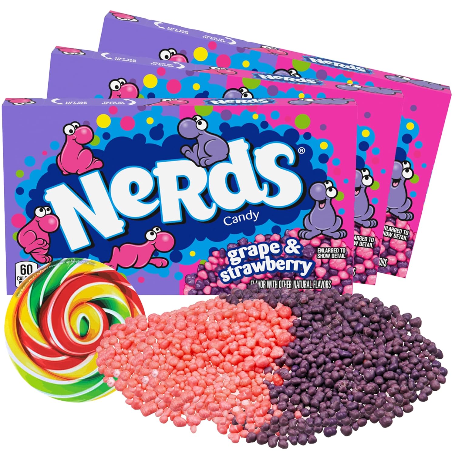 Nerds Box Filled with Grape and Strawberry Flavored Nerd Hard Candies