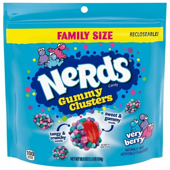 Nerds Candy Gummy Clusters Very Berry Family Size - 18.5oz PACK OF 1